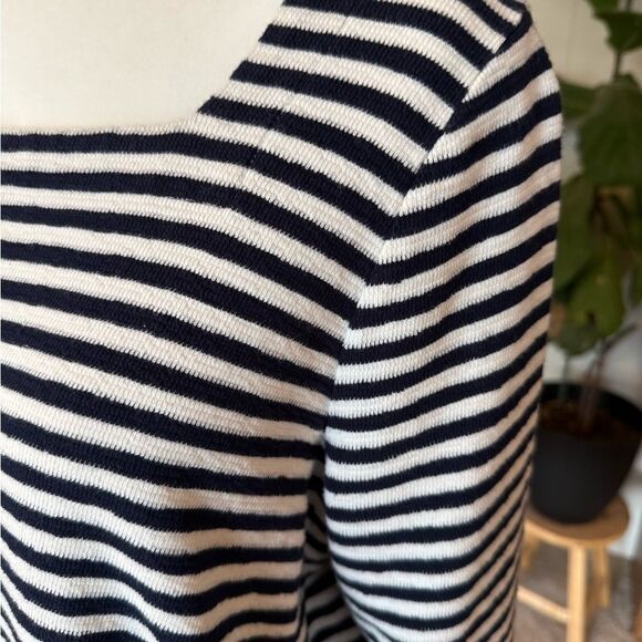 J. Jill Navy and White Striped Long Sleeve Top - Picture 2 of 7